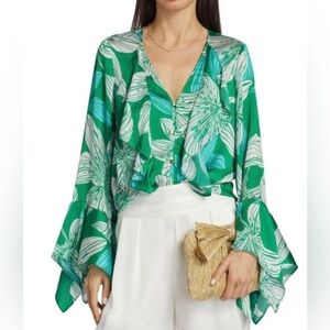 NWT Ramy Brook Savanna Floral Long-Sleeve Blouse